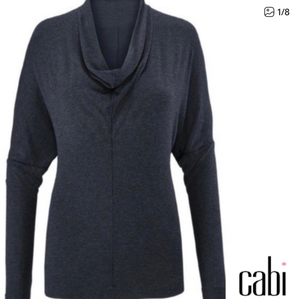 Cabi Draped Cowl Neck Long Sleeve Top‎ in Charcoal Gray